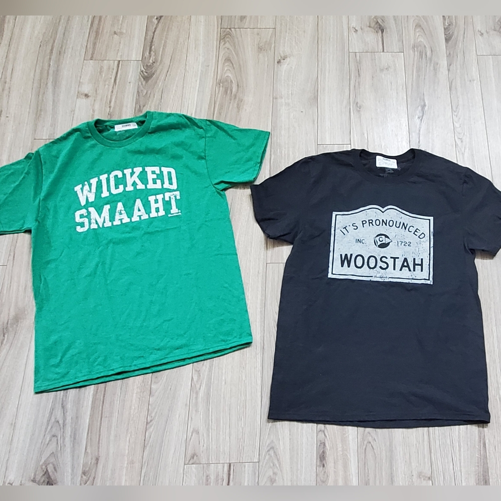 Chowdaheadz New England Greater Boston HUMOR T-shirts, Set Of 2, Mn's MED, NWT
